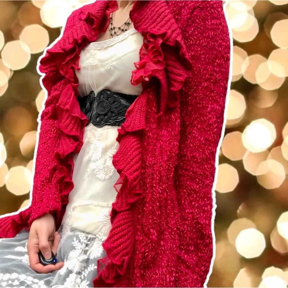 True Vintage y2k Cyber Fairy Coquette Ruffles and Lace Duster Cardigan, Size S